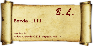 Berda Lili névjegykártya